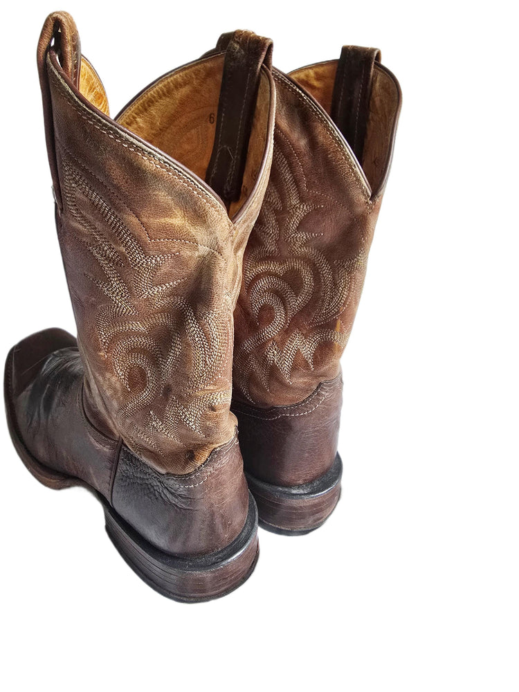 Vintage American Made Cowboy Boots UK 9.5, Leather Western Boots US 10.5, Mid Calf Ranch Boots, Rustic Mens Festival Footwear 44