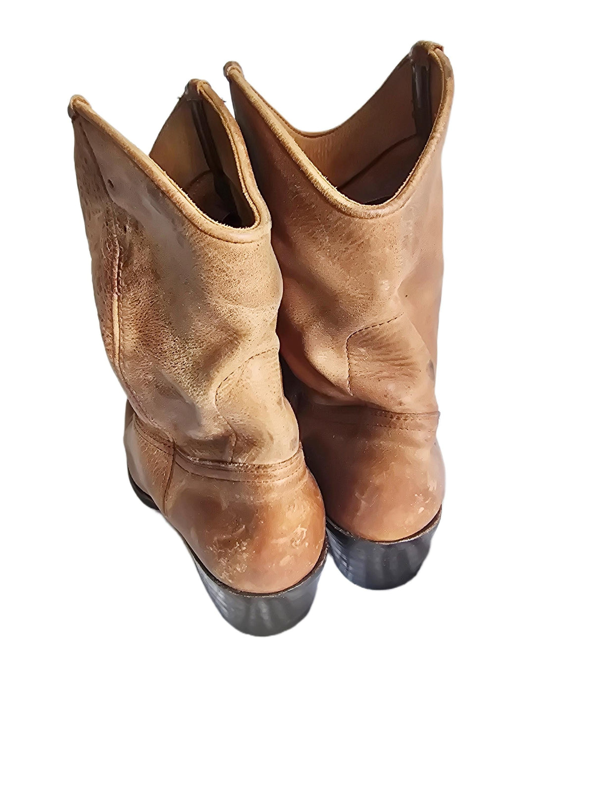 Vintage Brown Leather Ankle Boots, Tan Boho Booties, Western Cowgirl Shoes, Hippie Festival Boots, Genuine Leather Boots UK 5 EU 38
