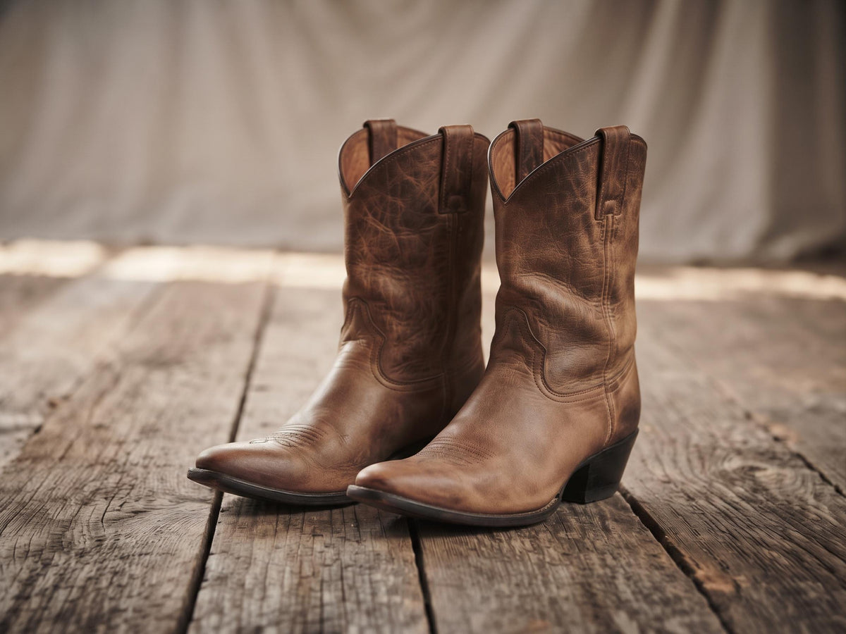 Vintage Brown Leather Ankle Boots, Tan Boho Booties, Western Cowgirl Shoes, Hippie Festival Boots, Genuine Leather Boots UK 5 EU 38