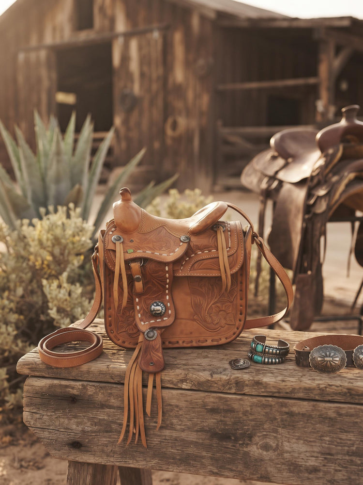 Vintage Horse Saddle Leather Bag, Western Cowgirl Purse, Tooled Floral Equestrian Handbag, Hippie Boho Shoulder Bag, Horse Lover Gift