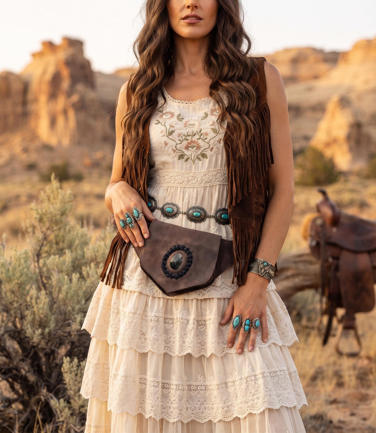 Leather Festival Bum Bag with Rock Crystal, Black Brown Boho Hippie Fanny Pack, Steampunk Utility Belt