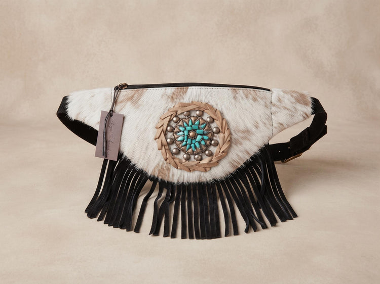 Cowhide Leather Fringe Bum Bag: Western Festival Fanny Pack