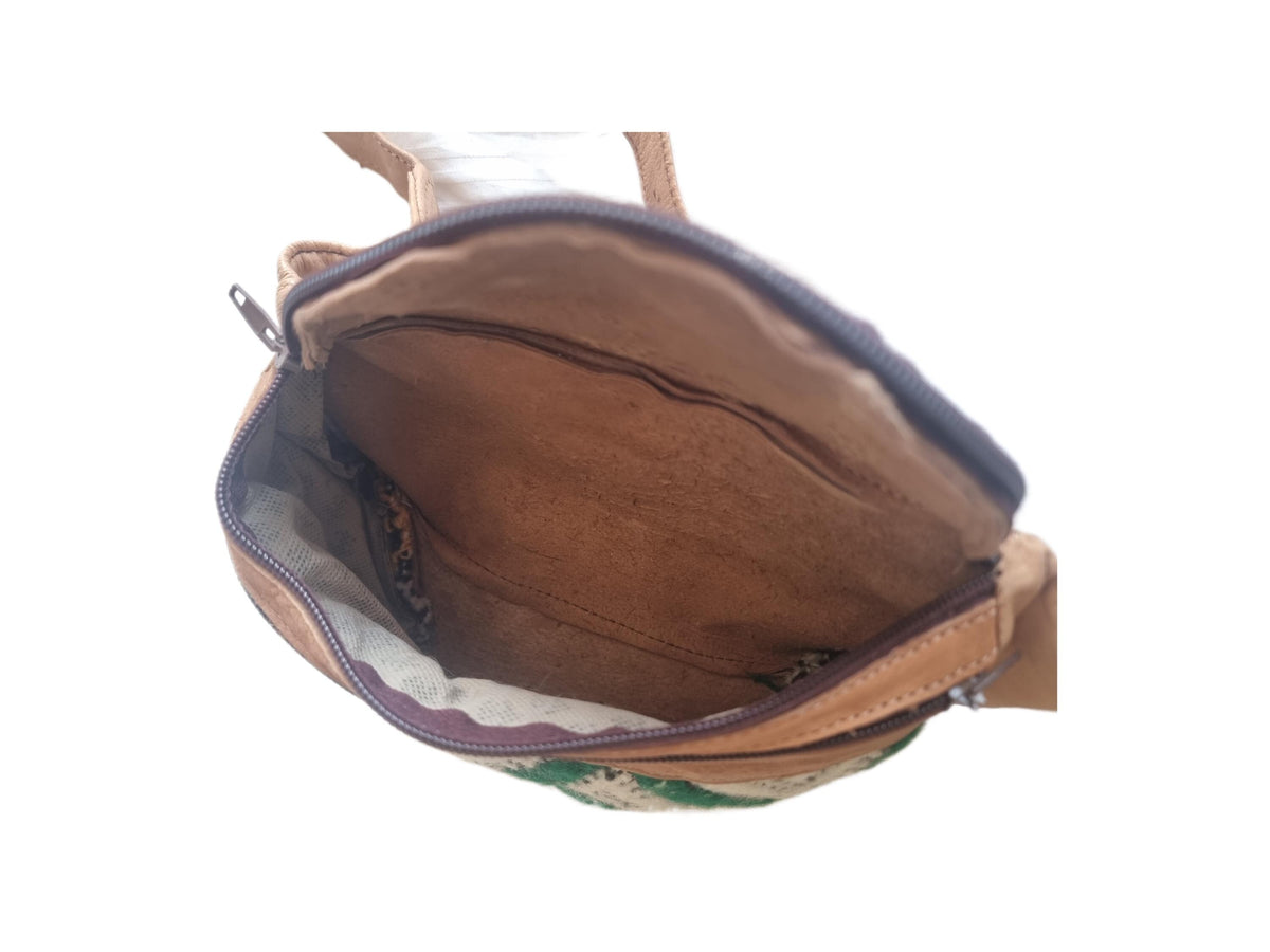 Moroccan Leather Kilim Bum Bag, Berber Tribal Boho Waist Pouch, Upcycled Festival Belt Bag, Hippie Sling Purse