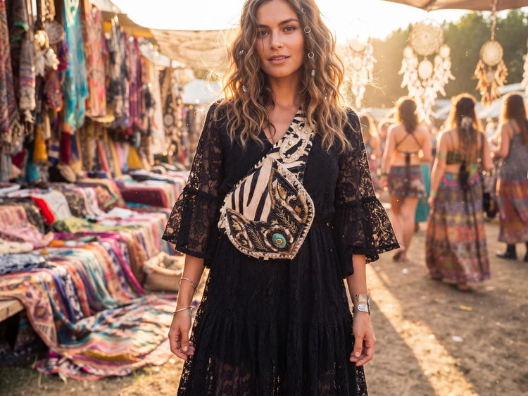 Zebra Cowhide Fanny Pack: Beaded Boho Leather Crossbody Sling
