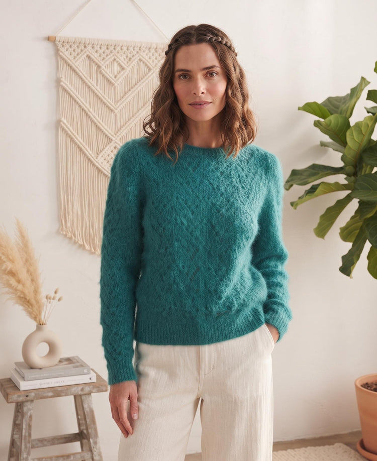 Vintage Green Nordic Knit Jumper S M, Y2K Handmade Style Sweater, Distressed Unisex Winter Knit, Mohair Look Pullover