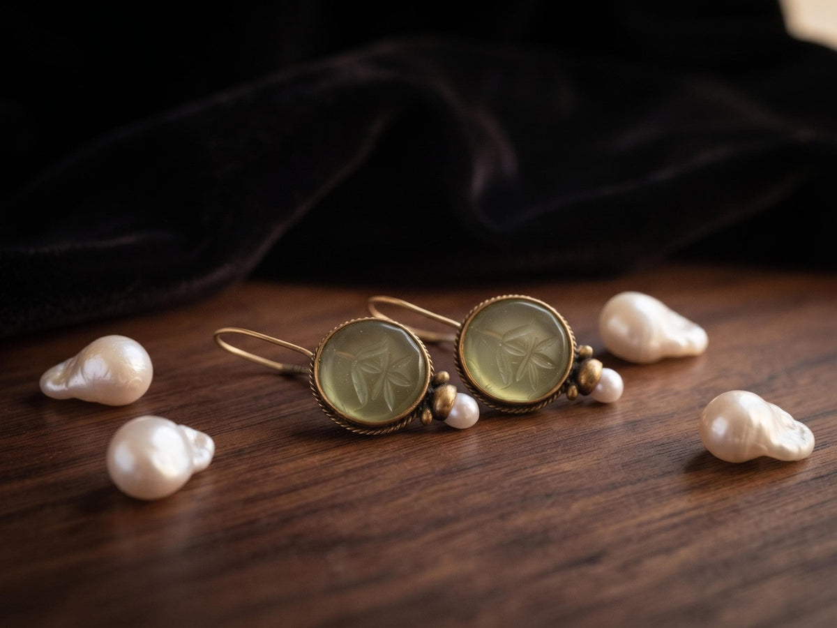 Turquoise Pearl Drop Earrings, Oval Vintage Art Deco Boho Jewellery, Antique Brass Wedding Earrings, Something Blue Bridal Gift