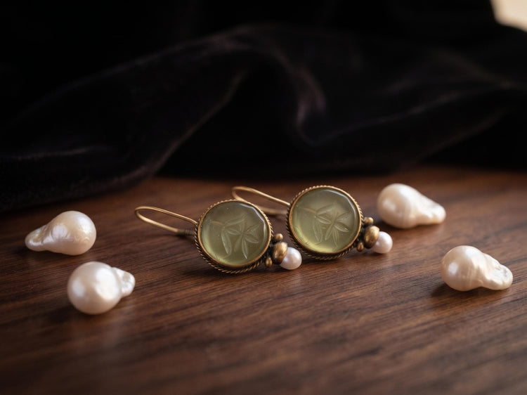 Turquoise Pearl Drop Earrings, Oval Vintage Art Deco Boho Jewellery, Antique Brass Wedding Earrings, Something Blue Bridal Gift