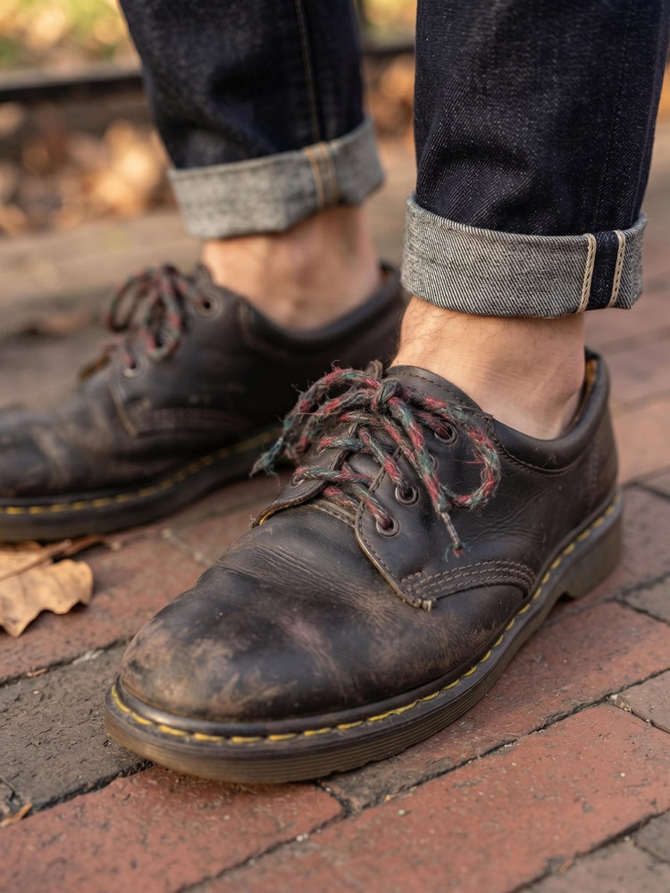 Dr Martens Lace Up Distressed Leather Shoes US 10, Vintage Grunge Work Boots, Yellow Stitch Retro Shoes UK 9