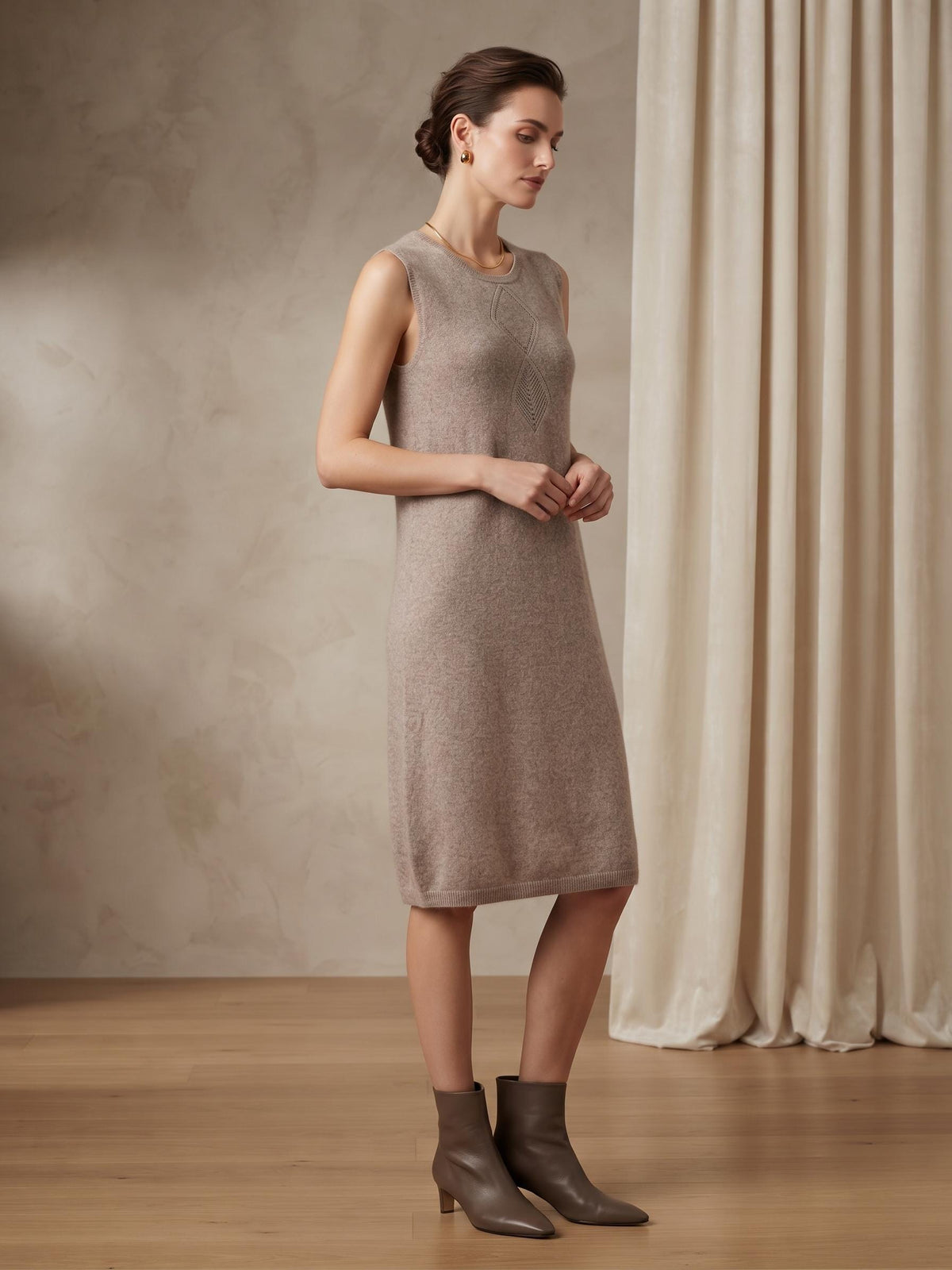 Gerard Darel Cashmere Slip Dress - Luxury Sleeveless Wool Maxi, Size M