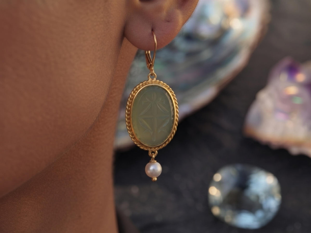 Turquoise Pearl Drop Earrings, Oval Vintage Art Deco Boho Jewellery, Antique Brass Wedding Earrings, Something Blue Bridal Gift
