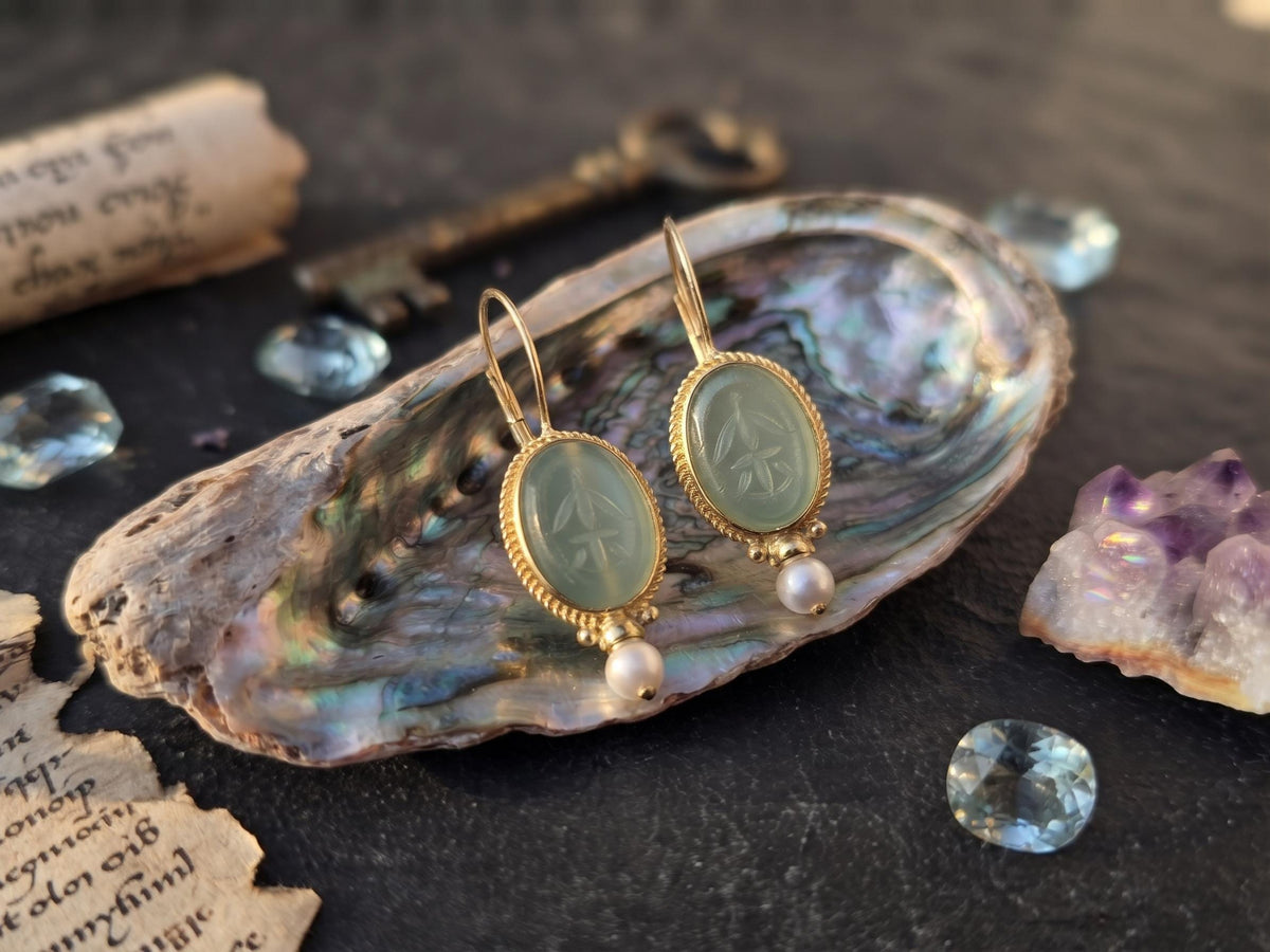 Turquoise Pearl Drop Earrings, Oval Vintage Art Deco Boho Jewellery, Antique Brass Wedding Earrings, Something Blue Bridal Gift