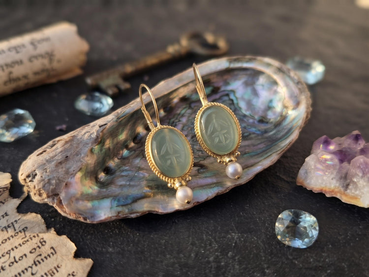 Turquoise Pearl Drop Earrings, Oval Vintage Art Deco Boho Jewellery, Antique Brass Wedding Earrings, Something Blue Bridal Gift
