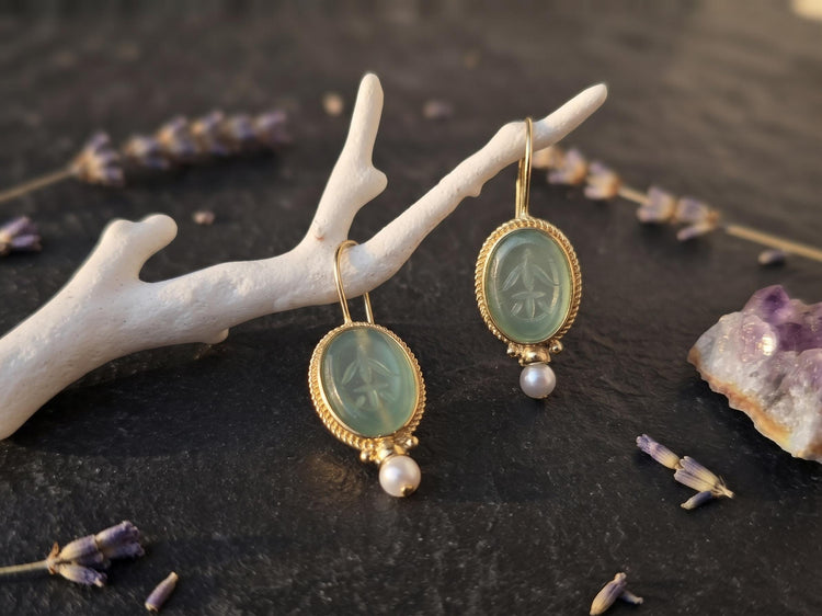 Turquoise Pearl Drop Earrings, Oval Vintage Art Deco Boho Jewellery, Antique Brass Wedding Earrings, Something Blue Bridal Gift