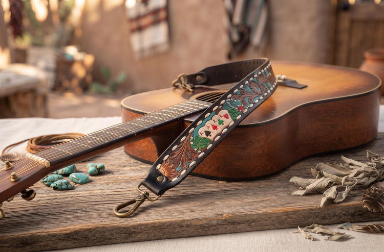 Four Aces Poker Leather Bag Strap, Hand Painted Playing Cards Replacement Strap, Western Detachable Boho Shoulder Strap